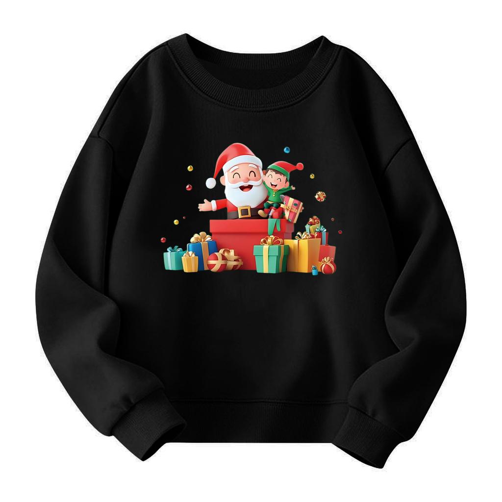 Christmas Day Girls Round Neck Pullovers For Kids Printed Baby Tops
