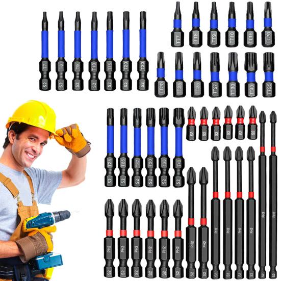 46Pcs Magnetic Impact Nut Driver Set High Strength Rustproof Widely Used Socket