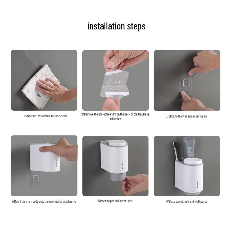 ecoco Wall-Mounted Toothbrush Holder with 2 Cups