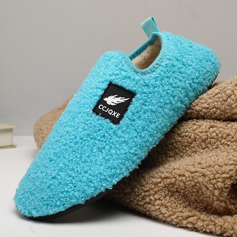Home cotton shoes indoor household plush slippers winter warm couple waterproof bag and cotton slippers