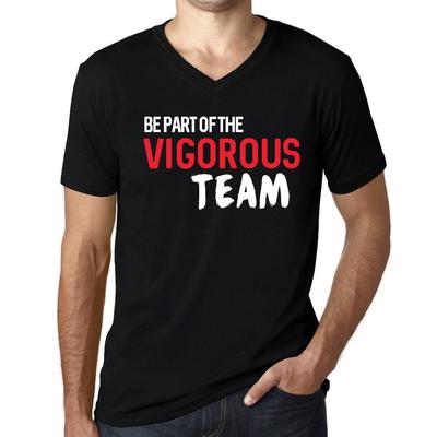 Vintage T-skjorte for menn Grafisk T-skjorte V-hals Bli en del av The Vigorous Team Dypsvart hvit tekst
