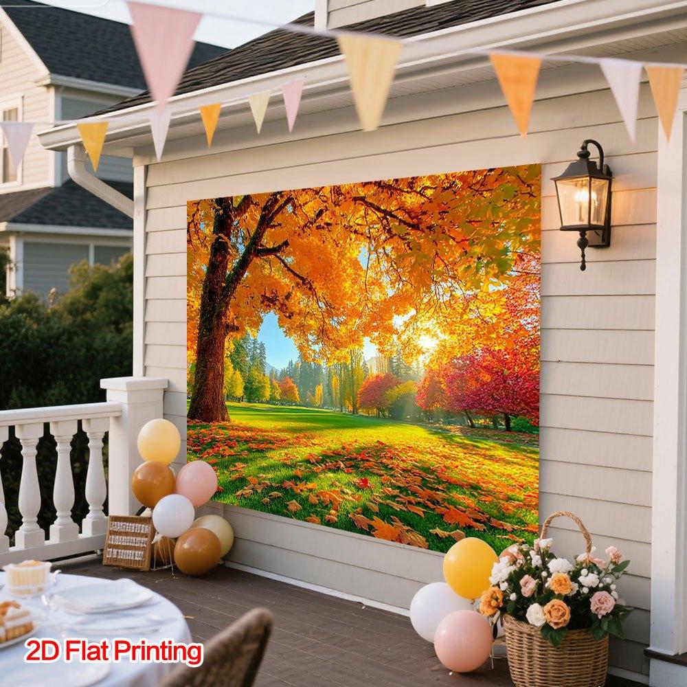 A two-dimensional plan depicting the autumn forest scenery