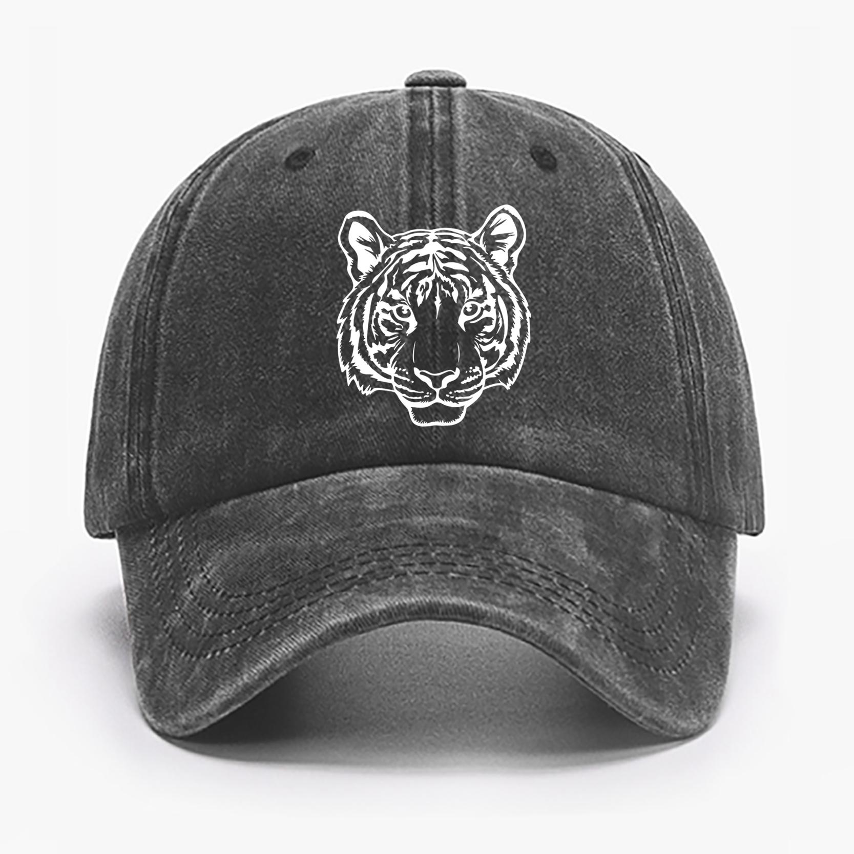 

Бейсболка из хлопка с принтом белого тигра — регулируемая, легкая и стильная шляпа для защиты от солнца для всех as the picture чёрный