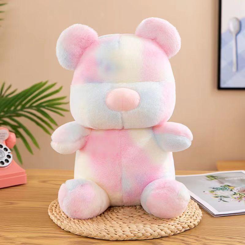 Colorful bear doll cute large rabbit stuffed bear plush toy throw pillow girl gift grab machine doll