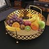 Golden Alloy Fruit Tray Circle Snack Dessert Storage Plates for Cupcake Display Birthday Party Dessert Wedding Decoration
