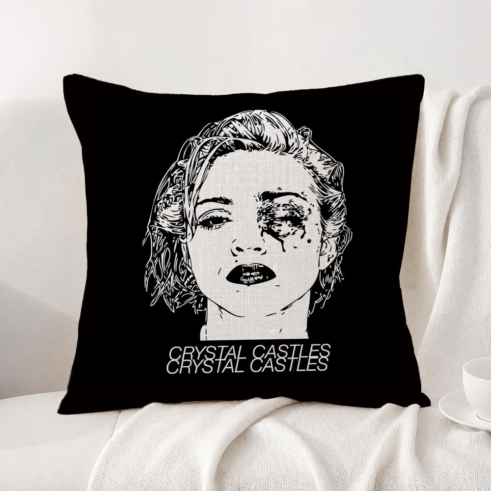 Band Crystal Castles Cushion Cover Natural Linen Pillowcase Set AllinOne Decor Cushion Cover for Sofa Bedroom Chair