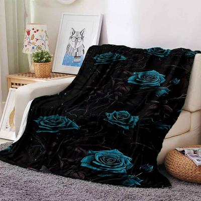 1 Stück Rosenblumen Weiche Warme Überwurfdecke Nickerchen-Decke für Couch Sofa Büro Bett Camping Reise,Bequem