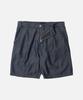 FRIZMWORKS Linen Denim One Tuck Bermuda Pants _ Indigo
