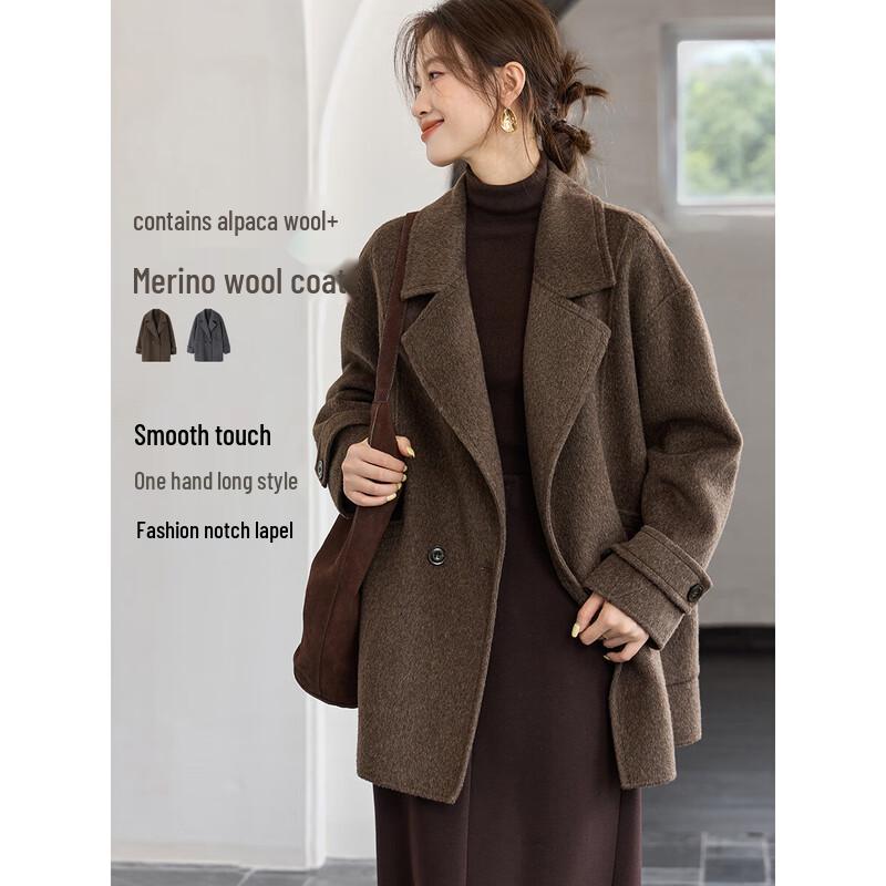 

Mohan Yimei Sophisticated Alpaca Wool Double-Faced Coat XL