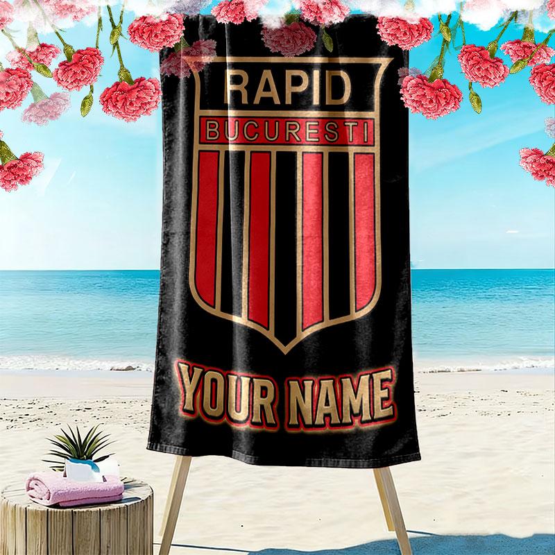 Rapid Bucureti  Print Beach Towel, Large Soft Quick Dry Towel for Beach Camping Swimming