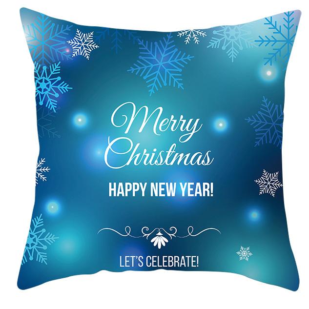 New Blue Snowflake Pillow Cover Winter Christmas Snowman Cushion Cover