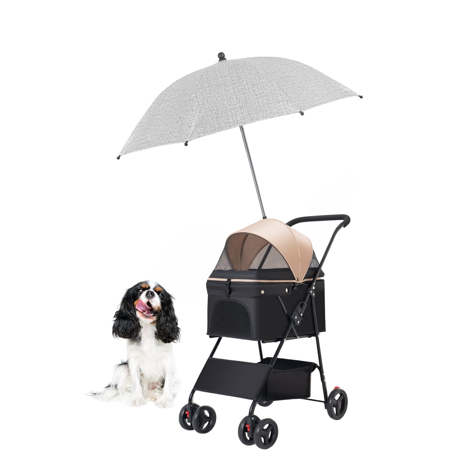 

flowbloo Pet Cart Umbrella, Stroller Sunshade, Dog Cart, Gray, 75cm Diameter