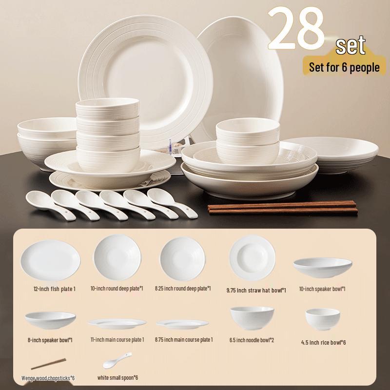 Naijiang Pure White Ceramic Dinnerware Set