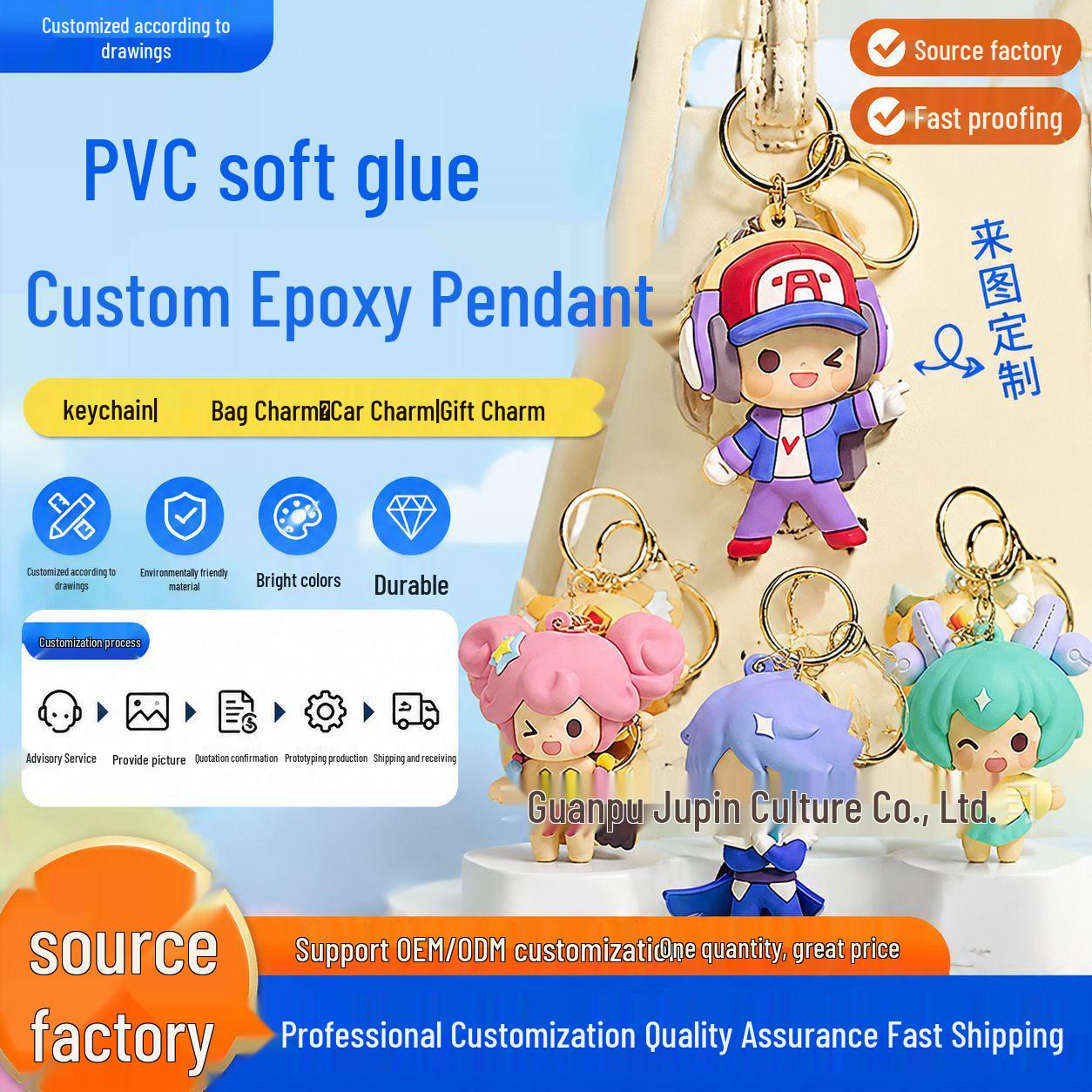 Custom PVC Cartoon Pendant Keychain Charm Custom Design