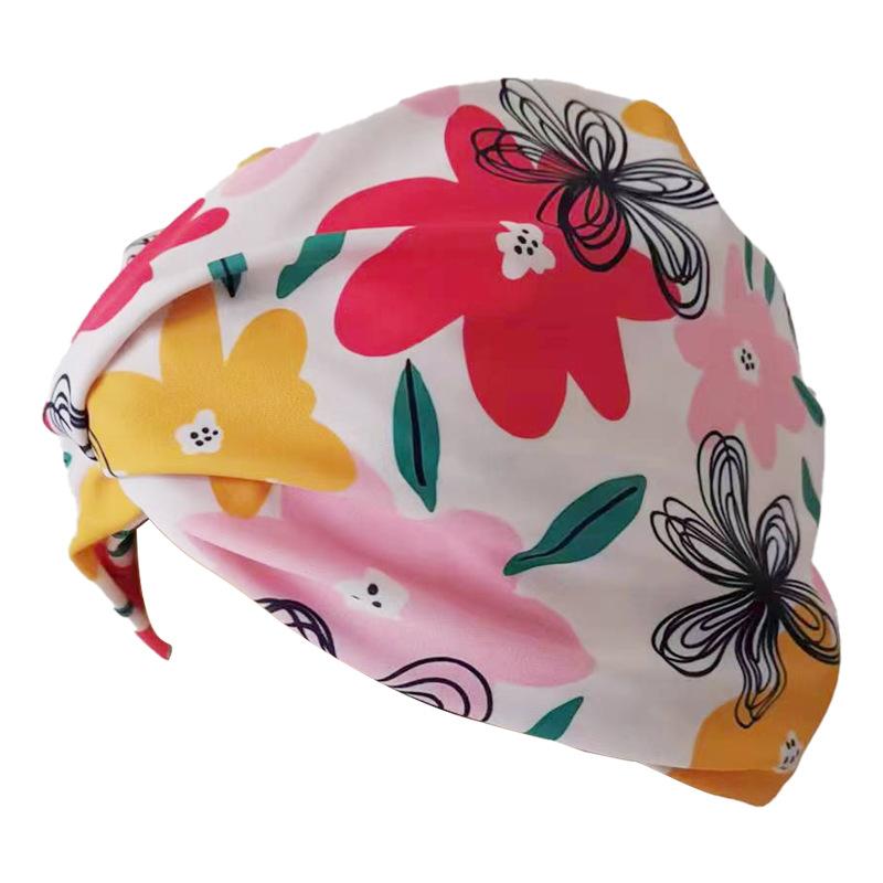 Sommer Damen Badekappe mit Druck Weiblich Nicht Würgend Kopf Hochelastisch Bequem Badekappe Erwachsener Sportkappe