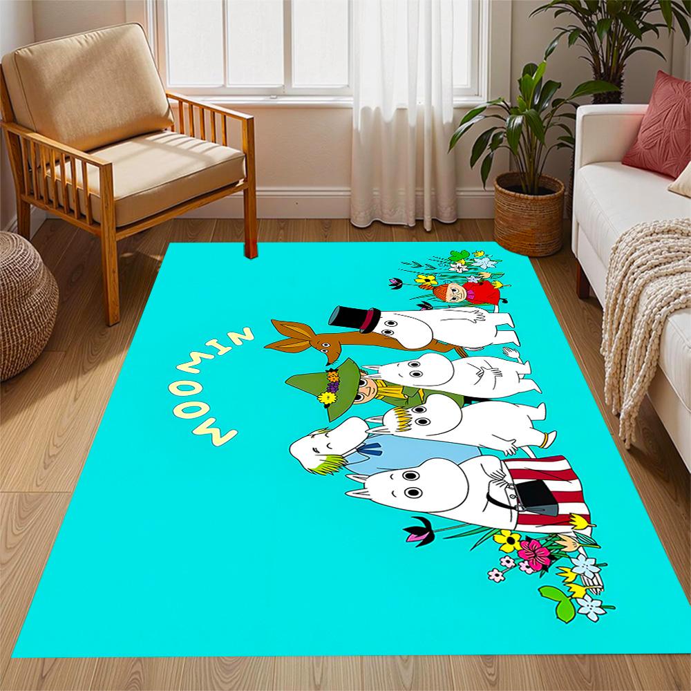 Tappeti Antiscivolo a Tema Avventura della Famiglia Moomin - Arredamento per la Casa in Poliestere, Adatti per Camere da Letto, Soggiorni, Ingressi, Studi e Decorazioni