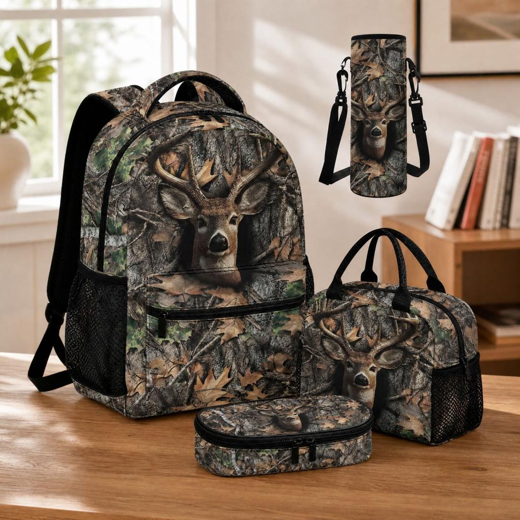 School Backpack Set 4--Over Print Bookbags for Elementary and School Students