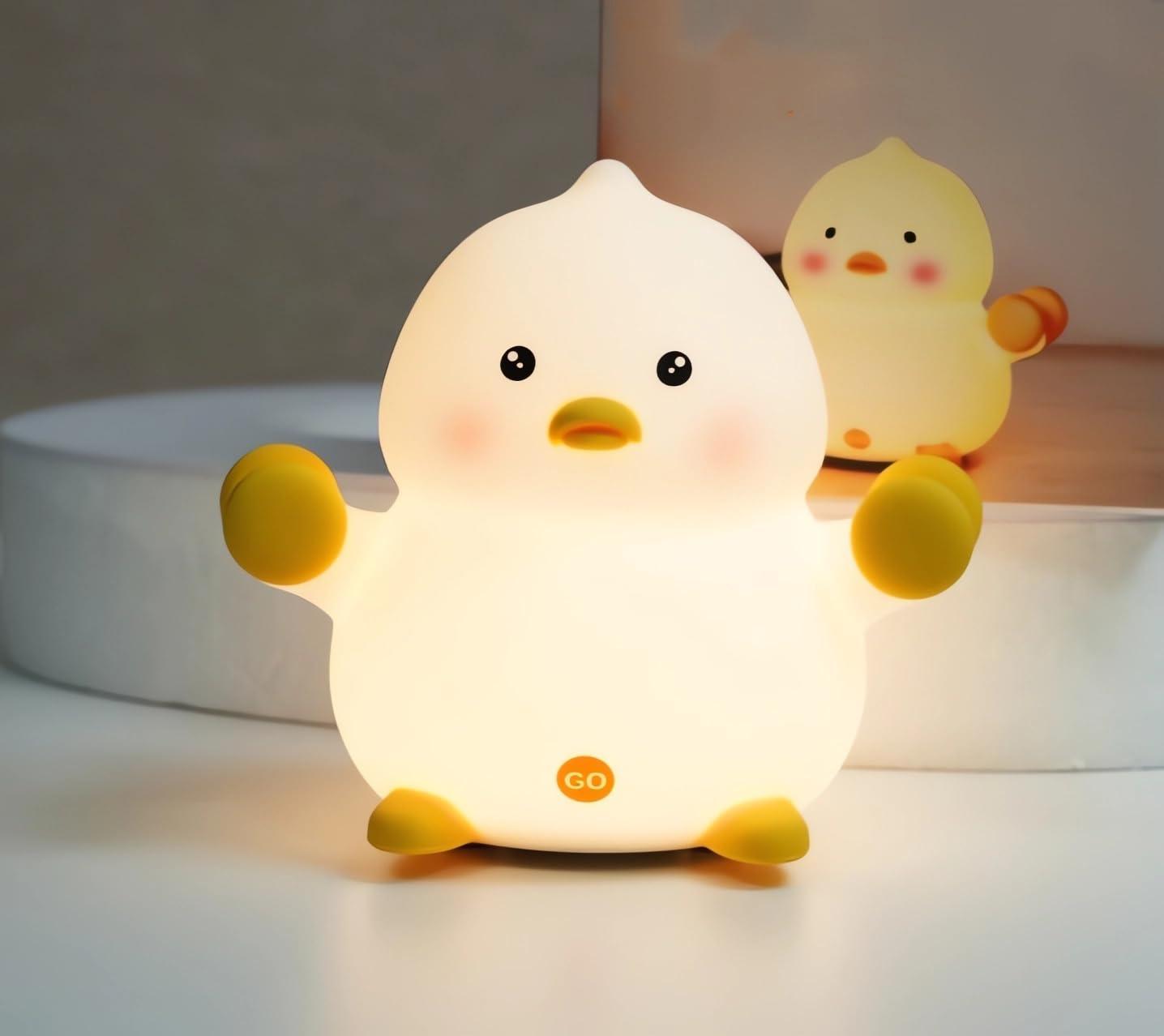 

YAVINCOL Nursing Duck Night Bedside Bedroom Silicone Touch Room Bedside Lighting Warm Color Indirect USB Christmas Birth Cute Light, Light, Light,