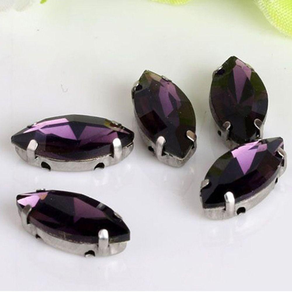 50Pcs/Pack Sew On Glass Crystal Stones With Silver Claw Diamond Beads Ornament  For Needlework