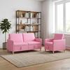 2 Piece Storage Sofa Set in Pink Polyester