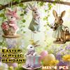 Easter Cute Bunny Acrylic 2D Pendant Keychain Accessory  For Car Rear View Mirror Backpack Porch Decoration Craft Gift