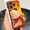 Lucky Cat Maneki Neko Japanese Soft Phone Case for iPhone 16 16E 17 Air 15 Pro Max 14 Plus 13 Mini 11 12 7 Black Cover Back Shel
