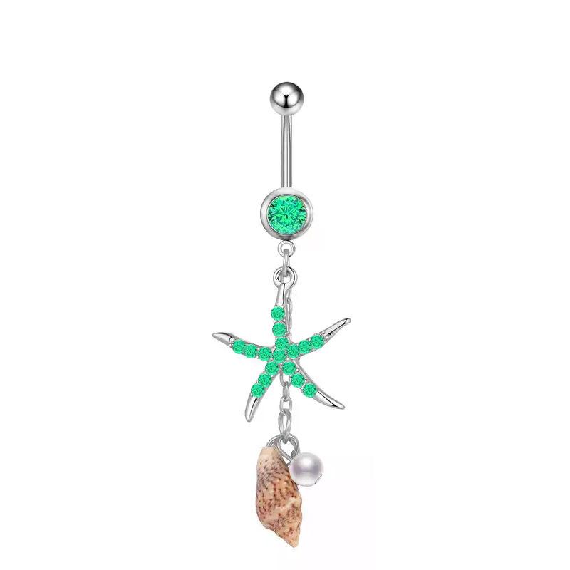 The New Puncture Jewelry Inlaid Diamond Shell Shell ,The Starfish Navel Ring Nail Navel Belly Navel Lip Nail Nail Nail Nails