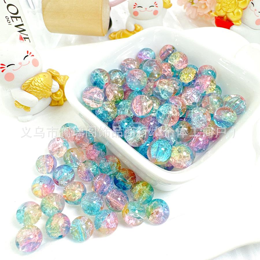 10mm Crackle Glass Round Beads, Loose Spacer Beads DIY Accessories for Bracelet Making 50pcs