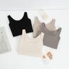 Women's Slim Fit Brushed Square Neck Camisole - Solid Color Warm Base Layer for Autumn and Winter