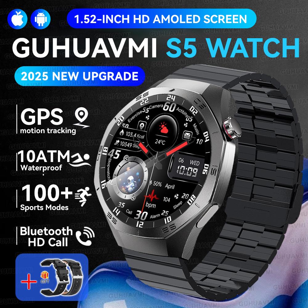 New GPS Tracking AMOLED Screen Smart Watch For Men Sports Modes Bluetooth Call Heart Rate 10ATM Waterproof For Android iOS