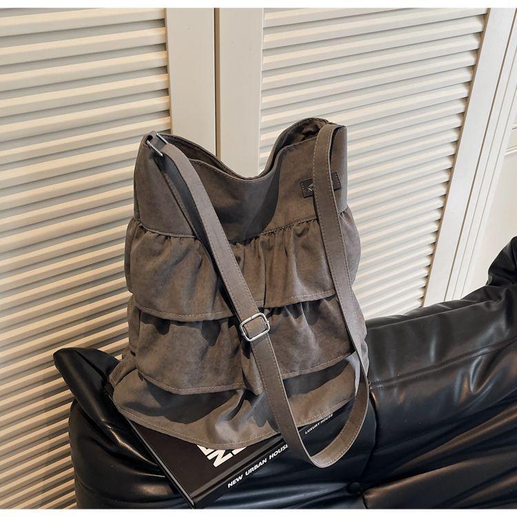 JIAERDI Korean Style Ruffle Y2k Crossbody Bags Women High Street Canvas Casual Shoulder Bags Ladies Large Capacity Handbag 2025