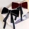 Fashion Retro Rhinestone Velvet Bow Ribbon Hairpin For Woman Temperament Back Of The Head Hair Clips New Year Hair Accessories