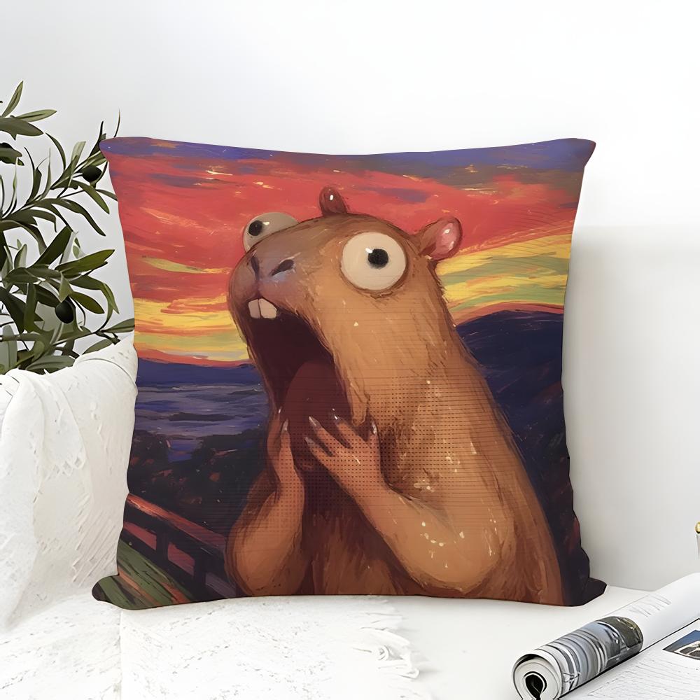 Funny And Surprising Duck Pattern Pillow Case Cotton Linen Fabric Square Zipper Pillowcase Home Decorative Living Room