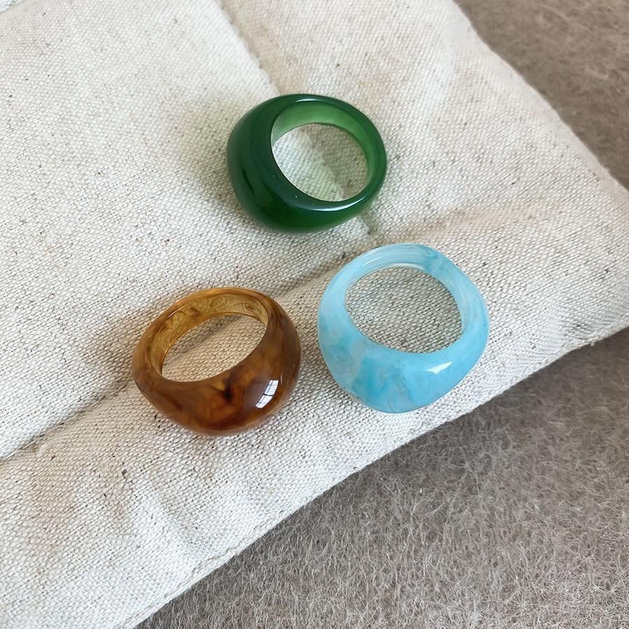 3Pcs/Set Vintage Transparent Acrylic Resin Irregular Ring For Women Travel Aesthetic Knuckle Finger Rings Accessories Jewelry