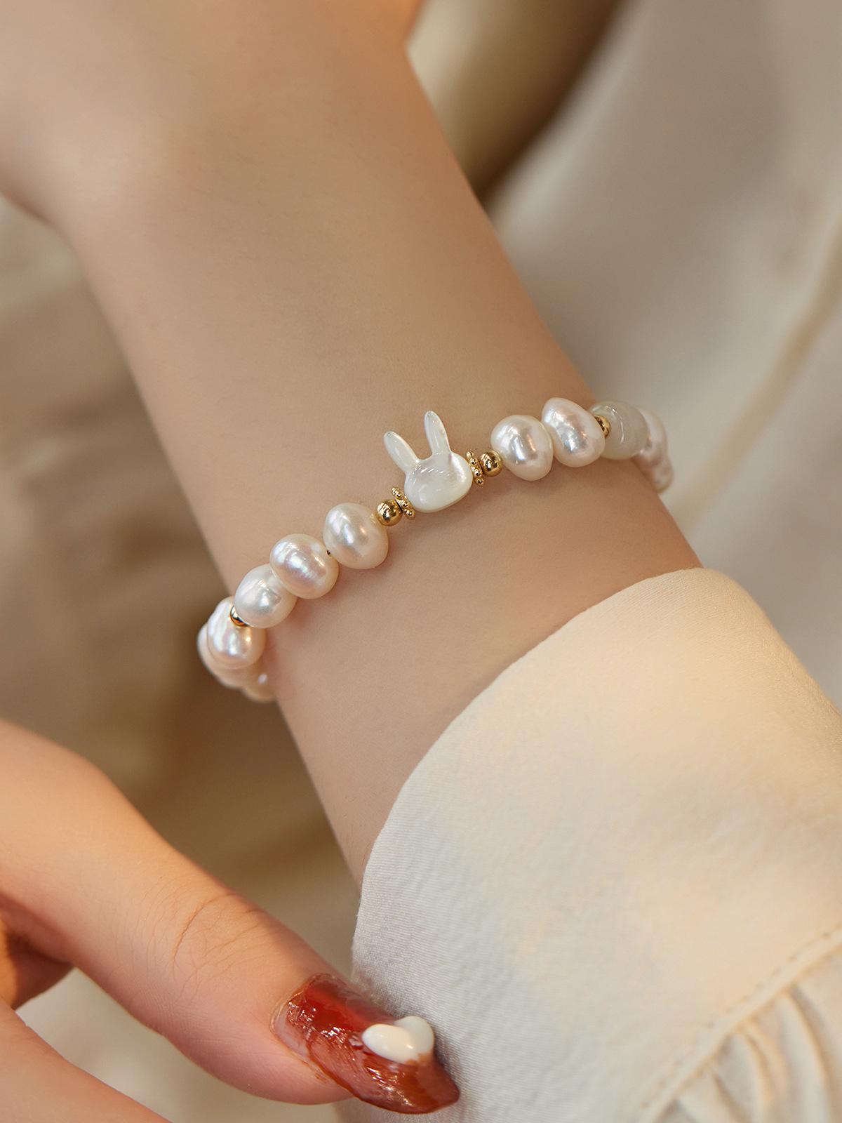 

Браслет из пресноводного жемчуга и белой раковины - Подарок на день рождения для девочек и лучшей подруги