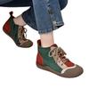 Longlin 2025 Damen Retro Colorblock Leder Stiefeletten - Weiche Sohle, Hässlich Süßer Stil