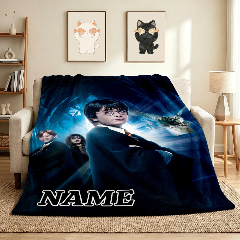 Custom Name Castle Night Flannel Blanket Throw Blanket Soft Warm Sofa Bed home Decor Unique Gift