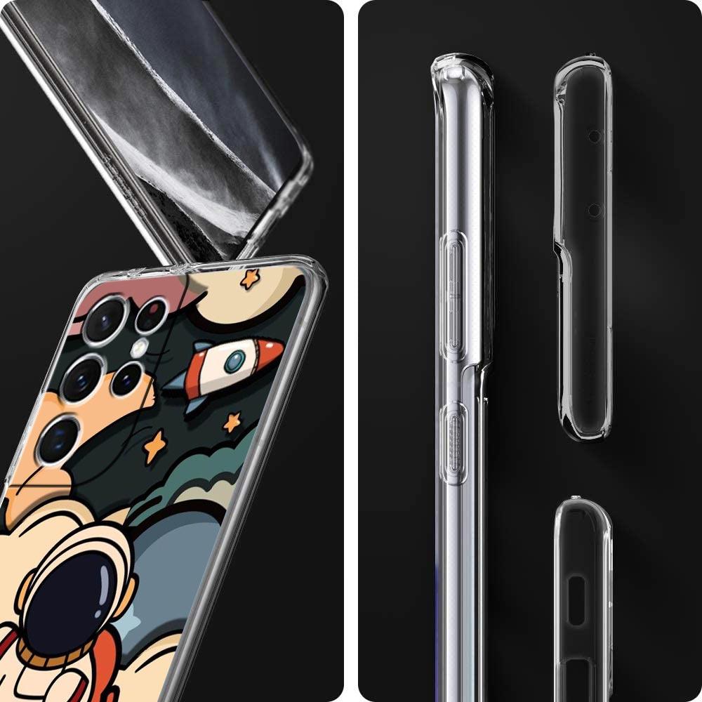 Cute Cartoon Astronaut Phone Case For Samsung Galaxy S22 S21 S20 FE Ultra 5G S10 S10E S9 S8 Plus Note 10 20 Clear Silicone Cover