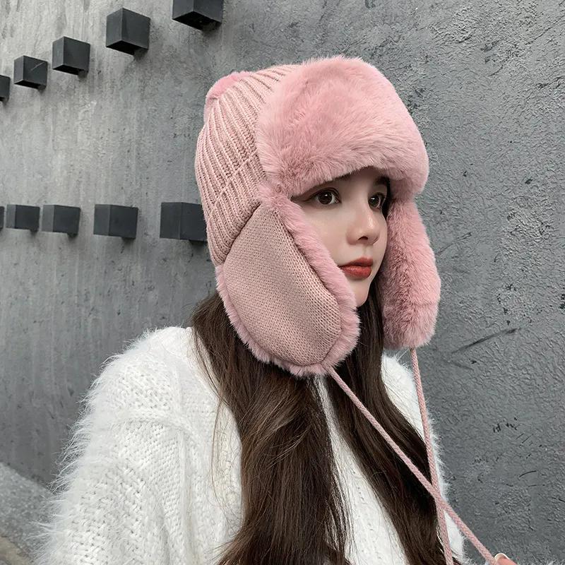 WTEMPO Wollmützen Herbst-Winter-Bombermützen Warme Plüsch-Kaschmir-Strickmützen Schöner Gehörschutz Kältefeste Mützen