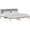 Brown Bed Frame with Headboard 200 X 200 Cm Solid Pine Wood