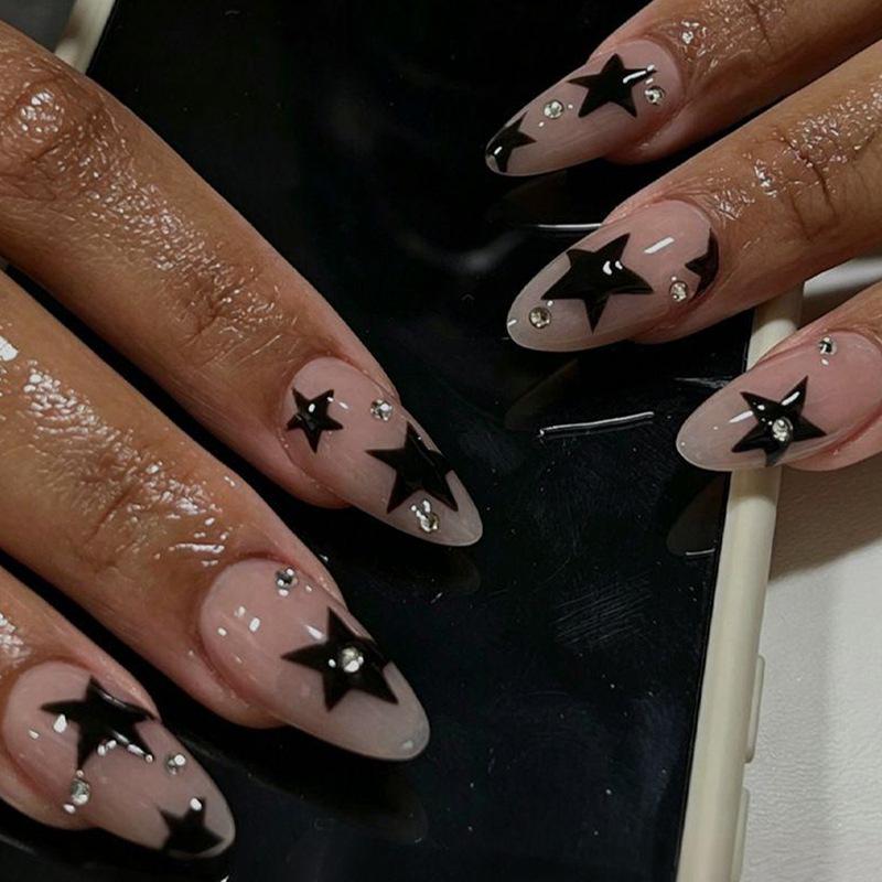 3D Pink Flower Leopard Print Detachable Wearable Nail Tips - European & American Design