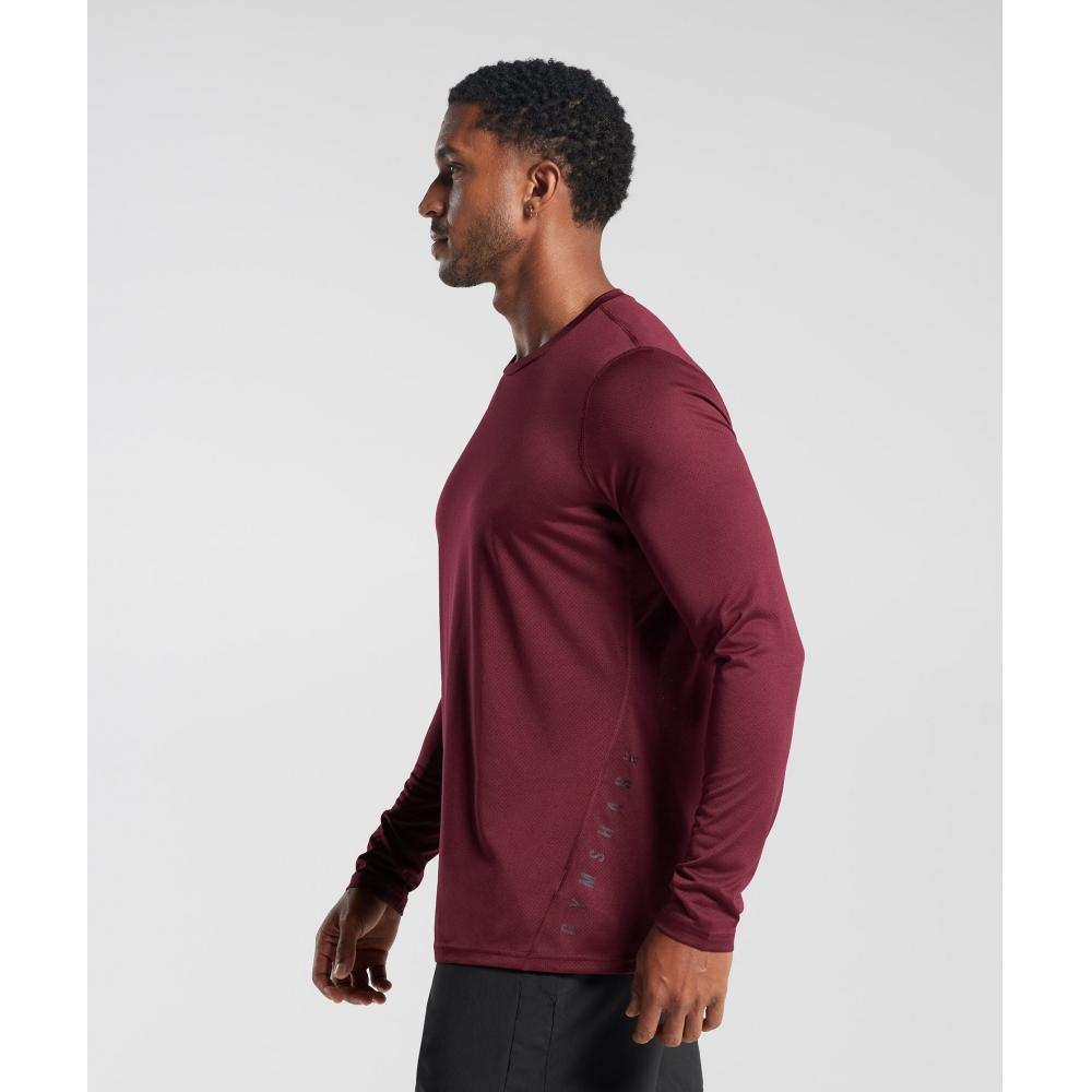 GYMSHARK Sport Long Sleeve T Shirt Plum Pink Black Marl A2A7L KBVL