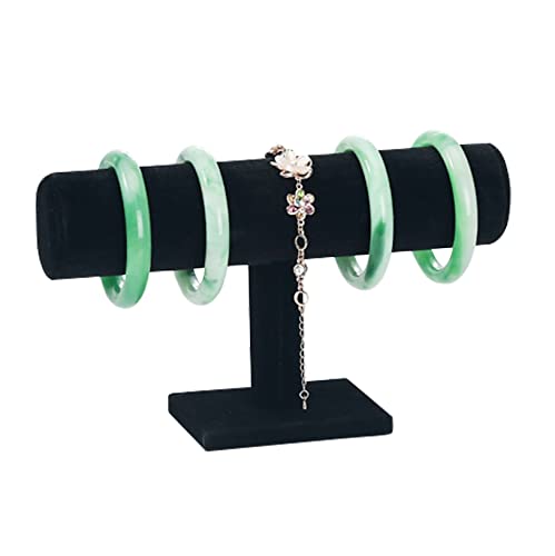 Black Velvet-Wood Floating T-Shaped Jewelry Display Stand