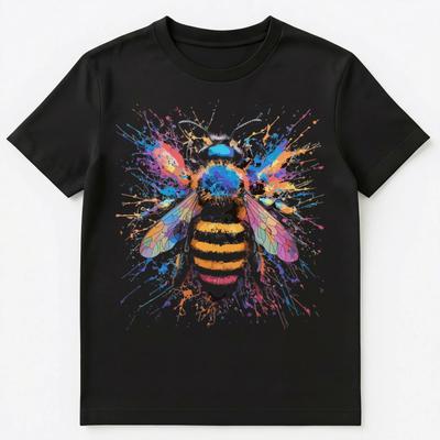 Colorful Paint Splash Honeybee Art Graphic Unisex T-shirt Tops Tees Unisex