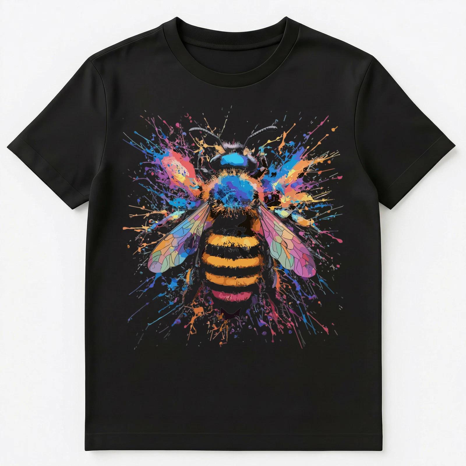 

Colorful Paint Splash Honeybee Art Graphic Unisex T-Shirt M
