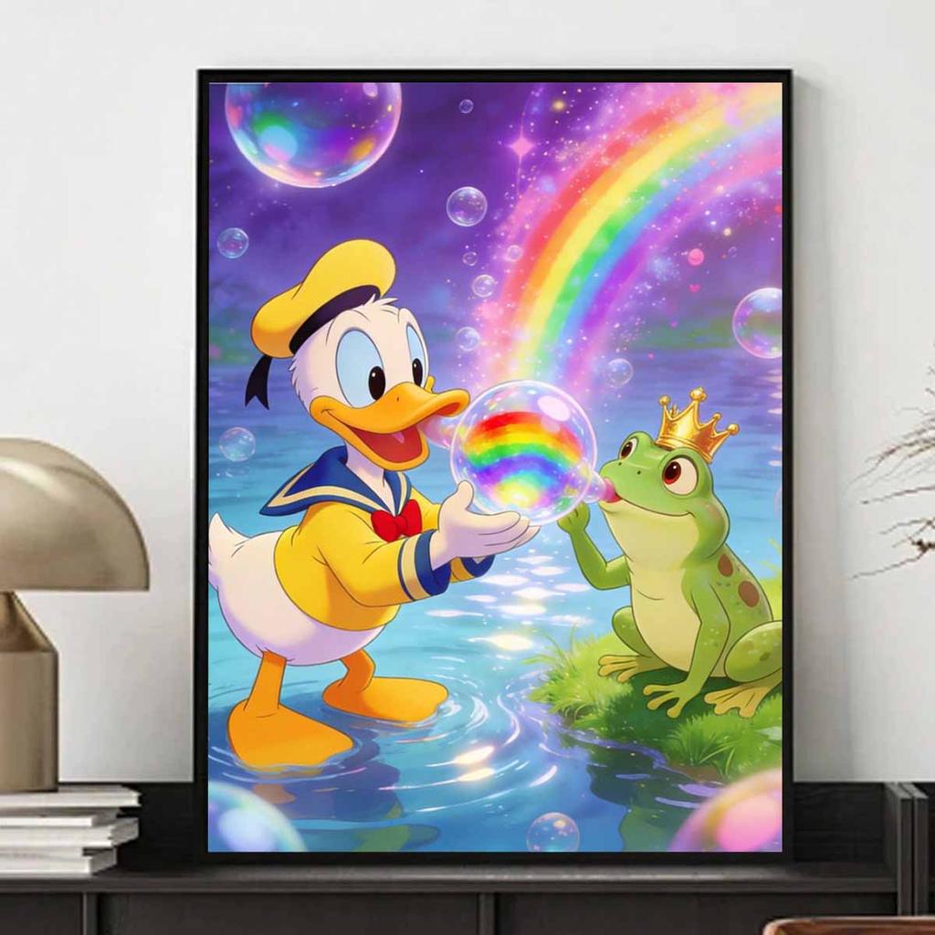 Disney Donald Duck and Frog Rainbow Bubble Diamond Paint Mosaic Art Painting Kit Handmade DIY Home Decor