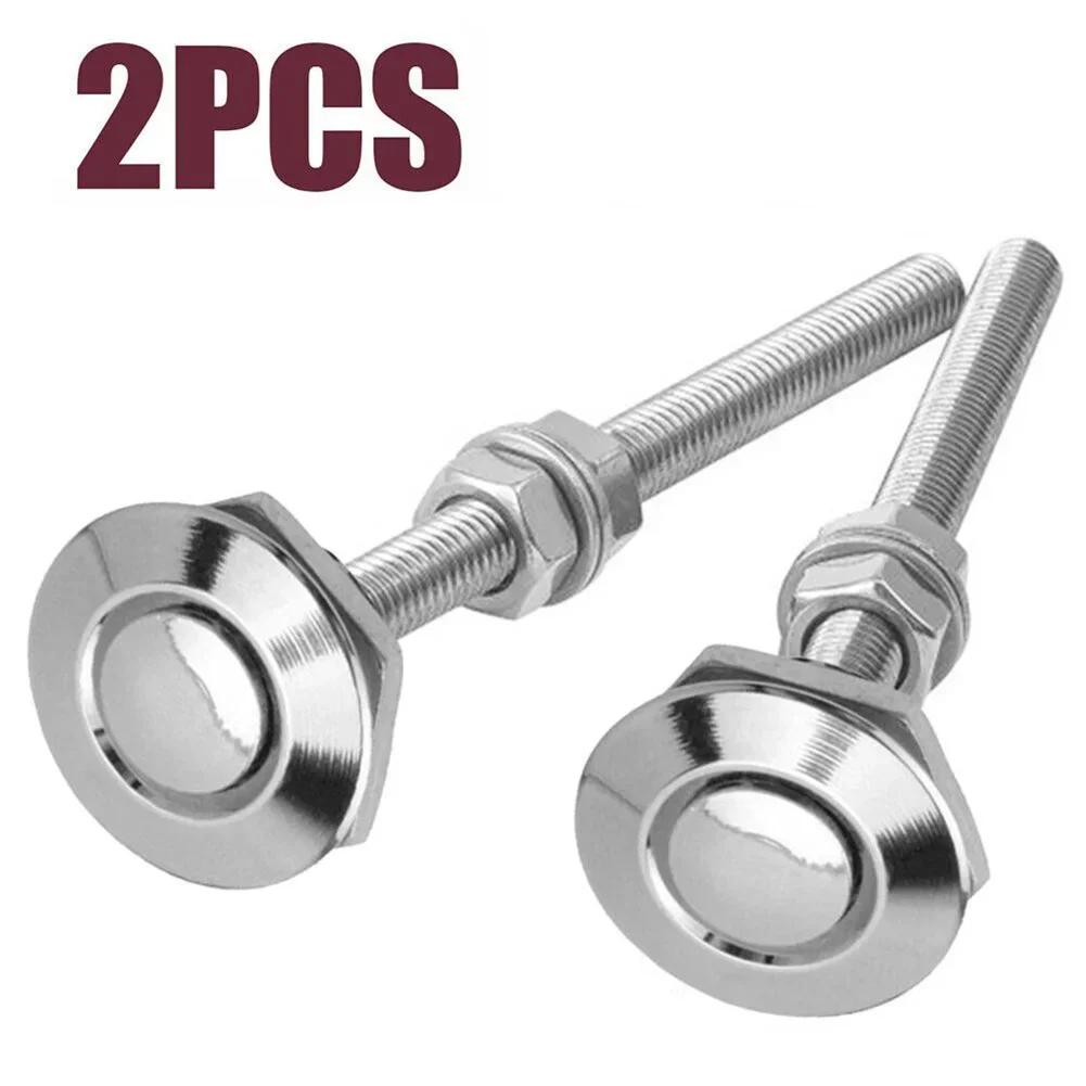 Aluminum Alloy& Stainless Steel Silver Hood Pin Lock Clip Auto Car Covers Accessories 2Pcs/Set Silver Push Button Quick Release
