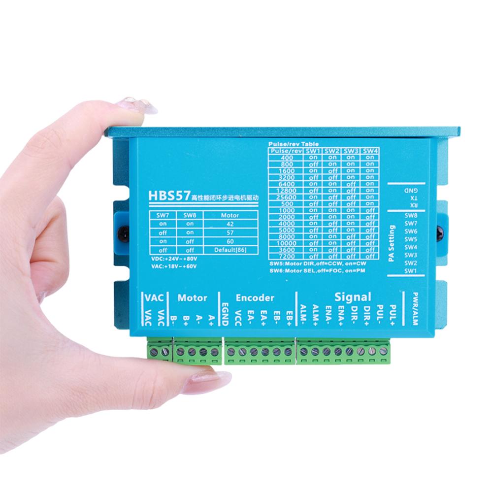 HBS57 Stepper Motor Driver AC20-80V/DC24-70V Stepper Motor Driver Controller Encoder 1000 Lines 2-Phase for Nema23/Nema24 Motor