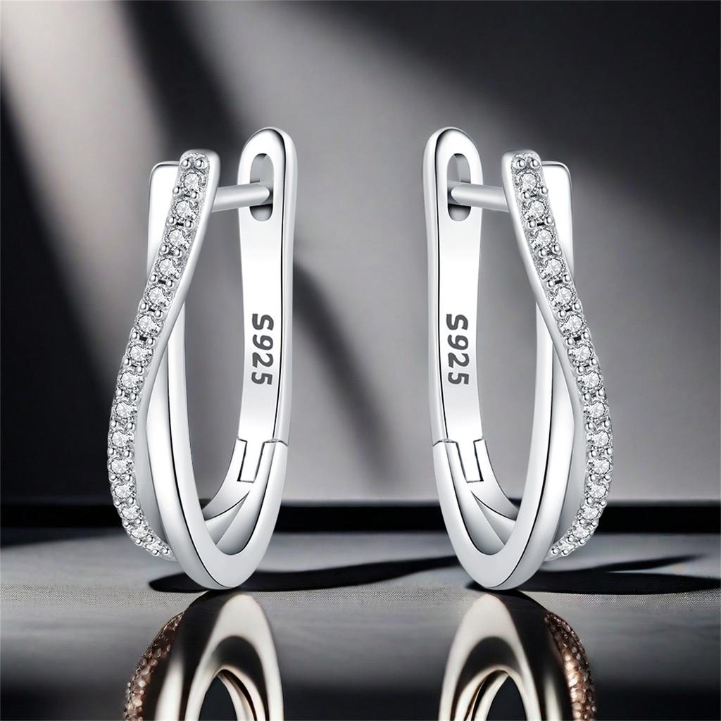 925 Silver Star Twisted Hoop Earrings For Women Fine Jewelry Versatile Birthday Party Gifts