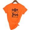 Coffee Gets Me Started Jesus Keeps Going Slogan Women T Shirt Religious Clothes Fashion Tee Funny